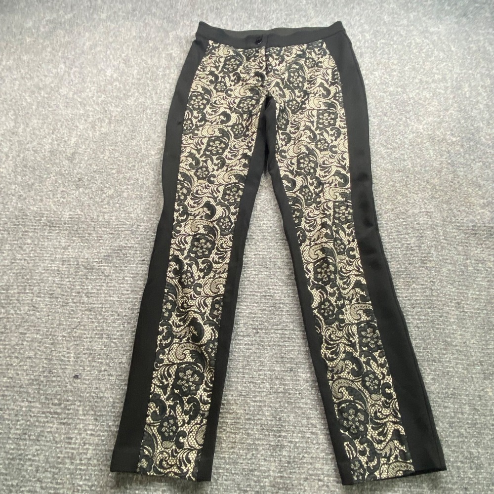 Chicos So Slimming Pants Womens 00 XS Black Lace Evening Dressy Goth‎ Whimsigoth